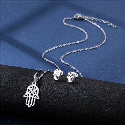 Náušnice a retiazka s príveskom RUKA FATIMY