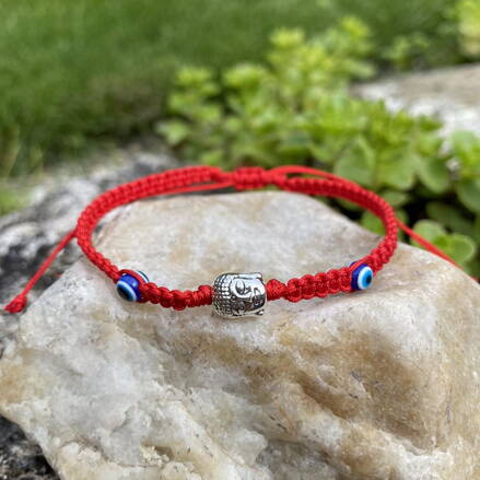 Červený náramok BUDHA a modré oko
