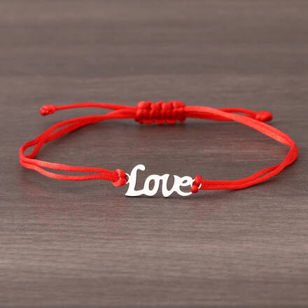 Tenký červený náramok LOVE