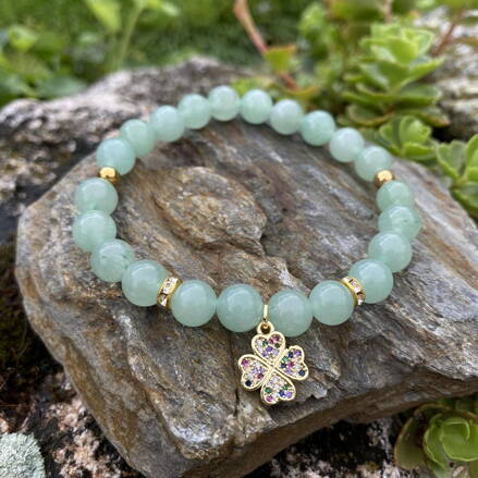 Náramok ŠTVORLÍSTOK z prírodného kameňa Avanturín zelený