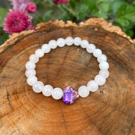 Náramok z ruženínu so srdiečkom z jaspisu