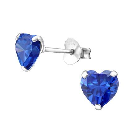 Strieborné puzetové náušnice - Srdce 6mm