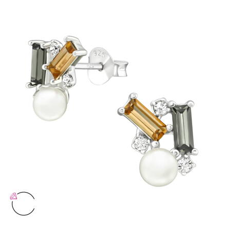 Swarovski puzetové náušnice - Geometrický tvar - Striebro 925