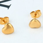 Náušnice srdiečka z chirurgickej ocele, zlaté Náušnice srdiečka z chirurgickej ocele, zlaté