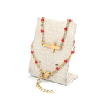 Retiazkový náramok s krížikom a farebnými korálkami