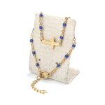 Retiazkový náramok s krížikom a farebnými korálkami