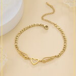 Členkový náramok Srdce a anjelské krídla z chirurgickej ocele Členkový náramok Srdce a anjelské krídla z chirurgickej ocele