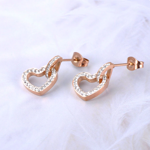 Elegantné náušnice - Srdiečka zdobené zirkónmi