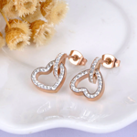 Elegantné náušnice - Srdiečka zdobené zirkónmi