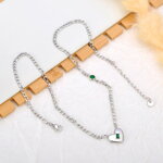 Oceľová figaro retiazka a srdce so zeleným zirkónom Oceľová figaro retiazka a srdce so zeleným zirkónom