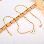 Oceľová figaro retiazka a srdce so zeleným zirkónom Oceľová figaro retiazka a srdce so zeleným zirkónom