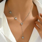 Retiazka 4 strieborné srdiečka|chirurgická oceľ