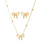 Sada šperkov z chirurgickej ocele - Zlatá mašľa