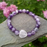 Náramok Ametyst a srdce z Ruženínu