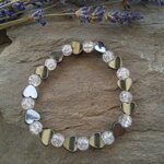 Náramok SRDIEČKA  z hematitu a praskaný krištáľ