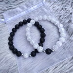 Náramky pre páry Lávový kameň a praskaný krištáľ