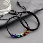 Set náramkov - jednoduchý čierny a čakrový shamballa